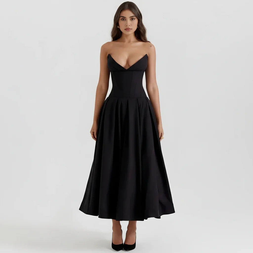 Laarni Kleid – Elegantes Korsett-Midi-Kleid für besondere Anlässe