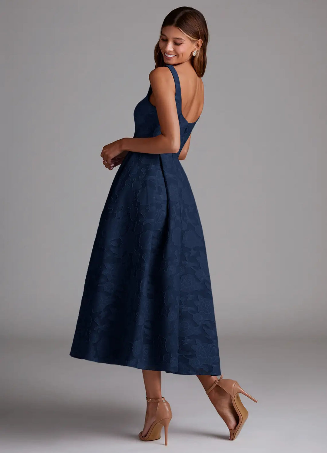 Brautjungfernkleid Midi Devoré Floral