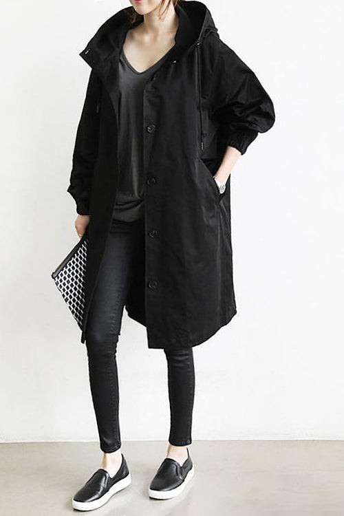 Trenchcoat Damen Lang mit Kapuze