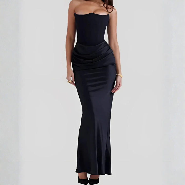 Pauline | Damen Hochzeitsgast Drapiertes Maxikleid