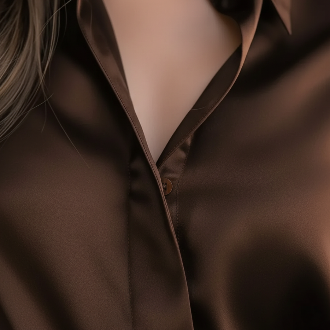 Damen Satinbluse mit Langarm