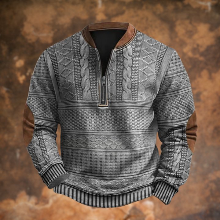 Pullover Mit Reißverschluss | Strukturiertes Musterdesign