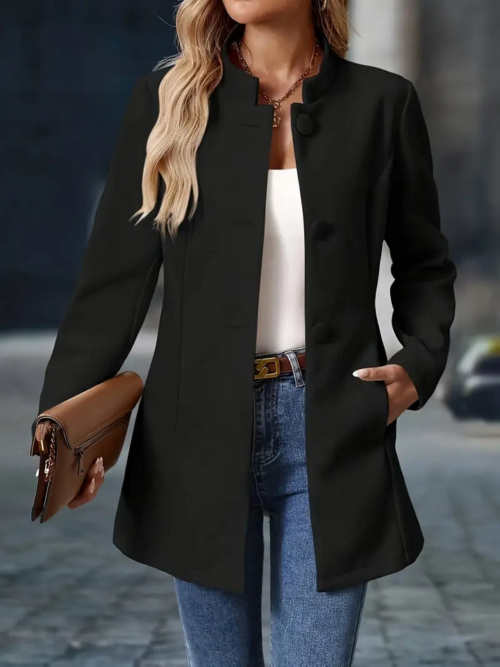Übergangsjacke elegant für Damen – Stehkragen mit Knopfleiste