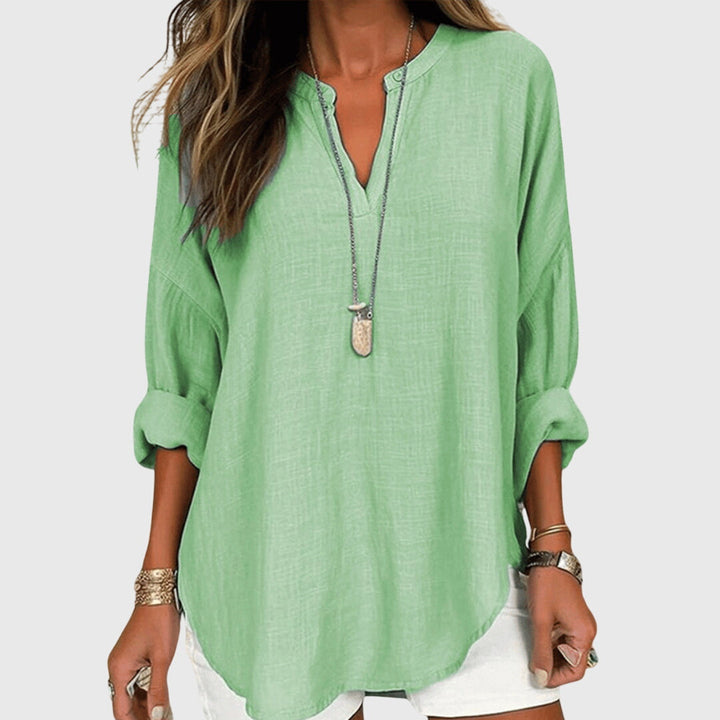 Claudia | Damen Locker Geschnittenes Langarm Casual Top