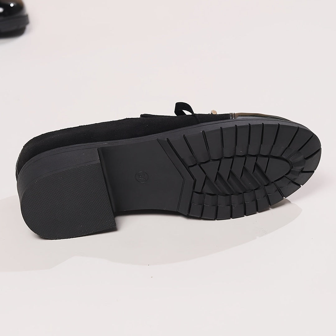 Damen Loafers mit Schleife Blockabsatz