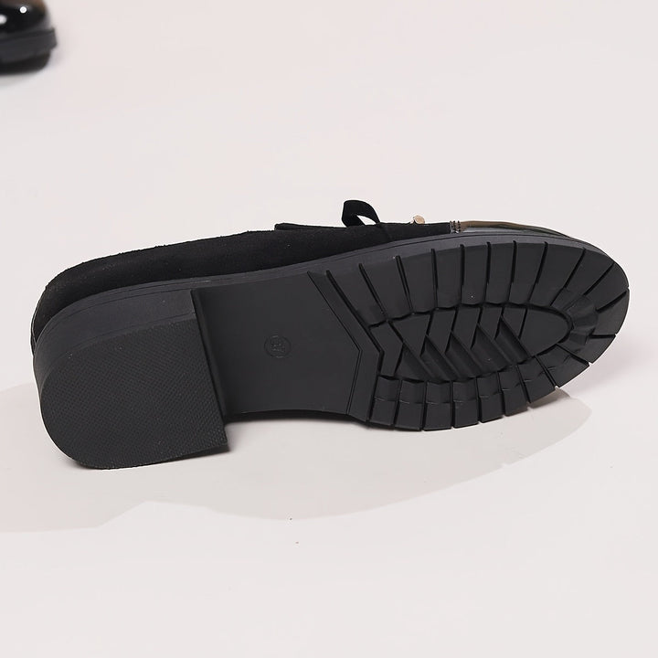 Damen Loafers mit Schleife Blockabsatz