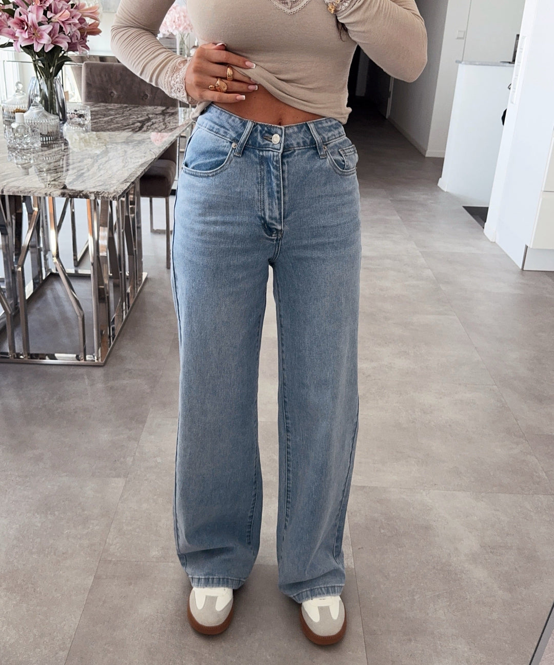 Stretch Straight Leg Jeans Heart Blau Ladypolitan ♡