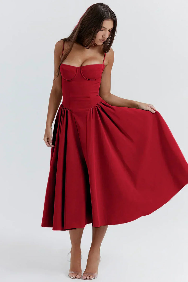 Cheri - Midikleid mit Trägern und freiem Rücken