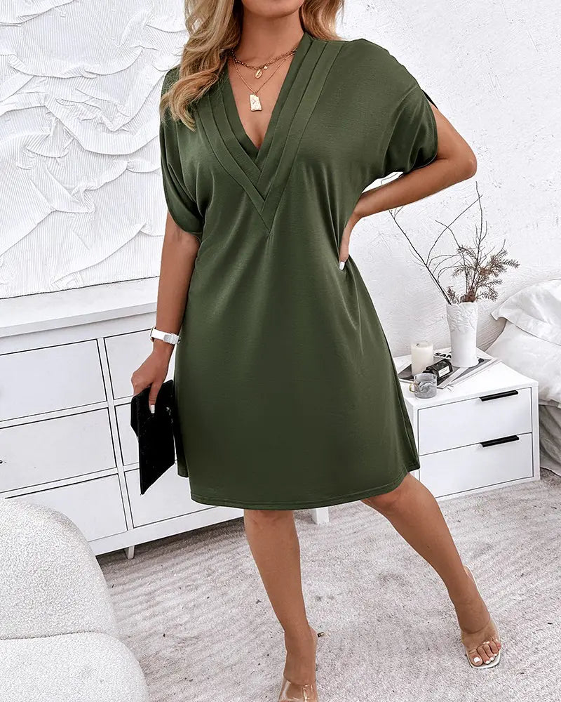 Elegantes Damenkleid mit V-Ausschnitt Kurzarm
