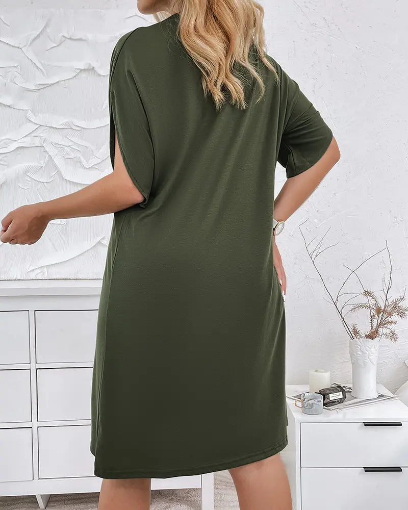 Elegantes Damenkleid mit V-Ausschnitt Kurzarm