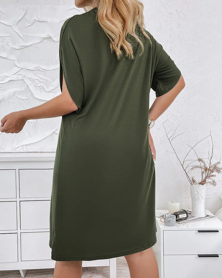 Elegantes Damenkleid mit V-Ausschnitt Kurzarm