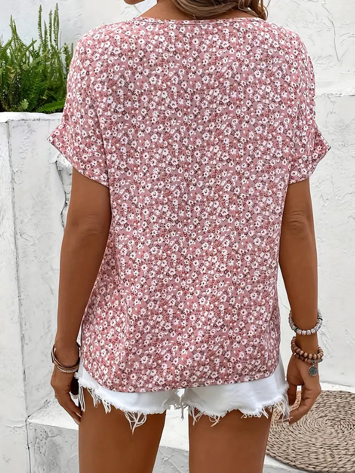 Magdalena | Lässige Florale Sommerbluse mit Knopfleiste