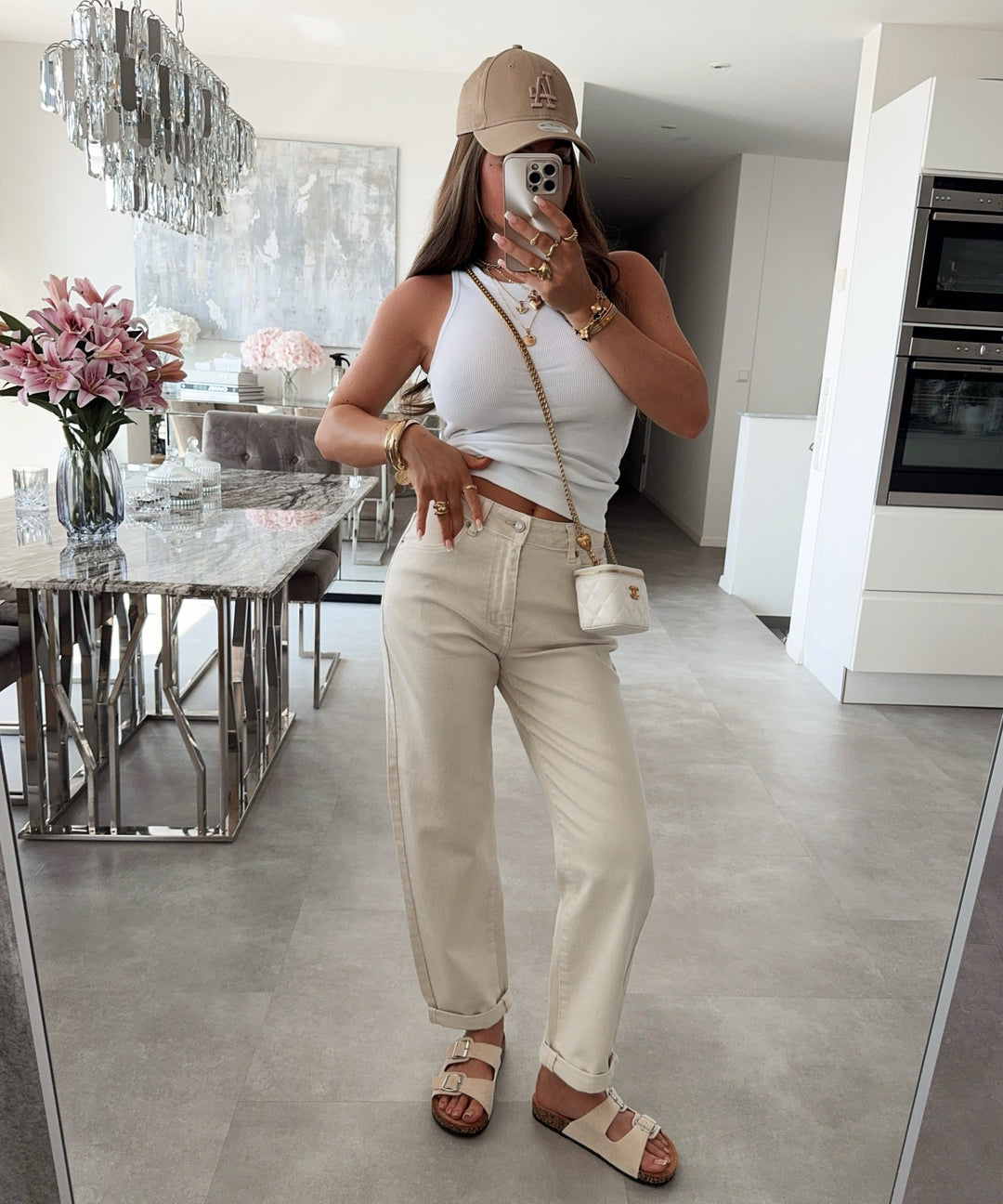 Stretch Mom Jeans Leava Beige Ladypolitan ♡