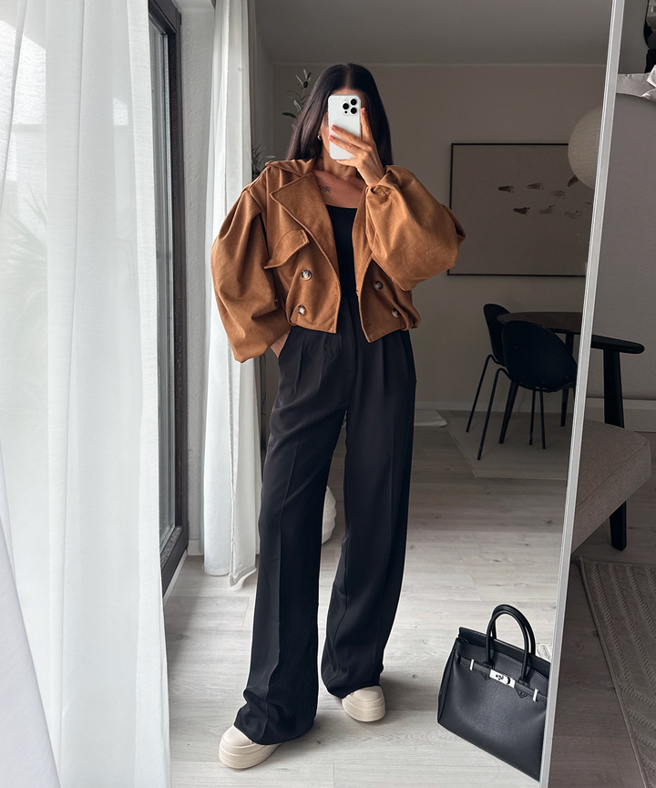 Wildleder Crop Trenchcoat Henna Camel Ladypolitan ♡