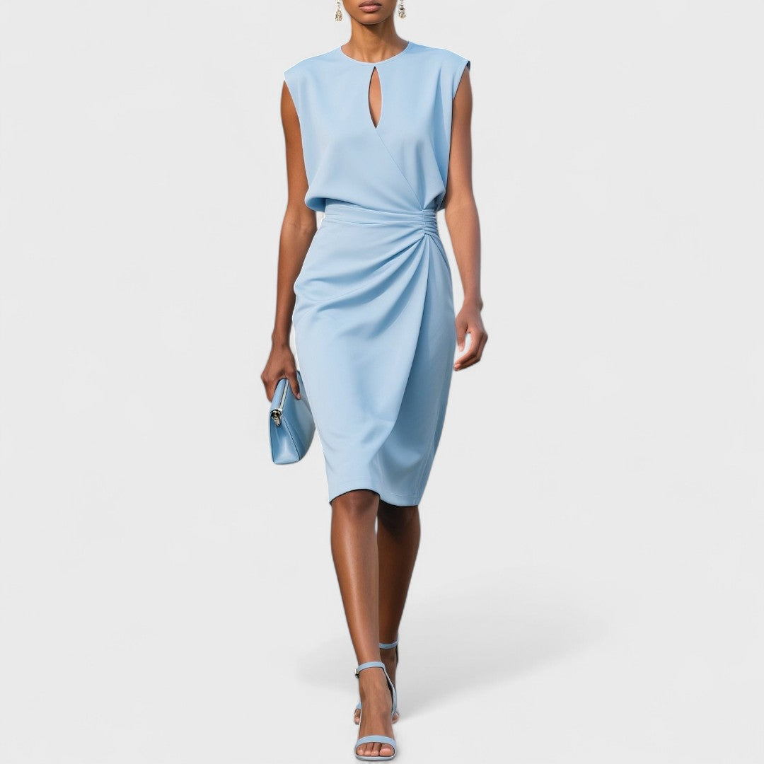 Laura – Elegant Ruched Keyhole Dress for Women - Image 1