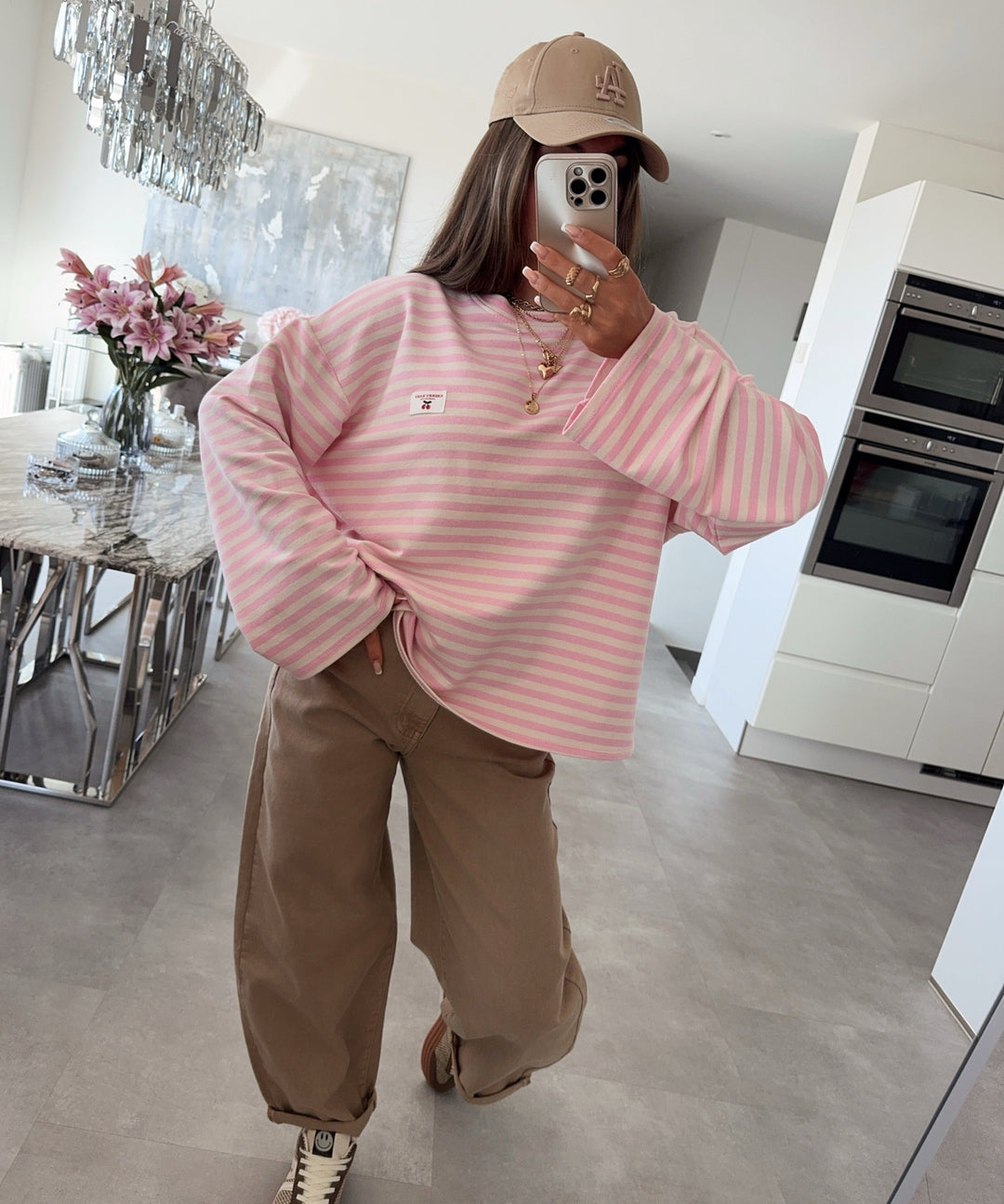 Langarmshirt Mixa Streifen Rosa Ladypolitan ♡
