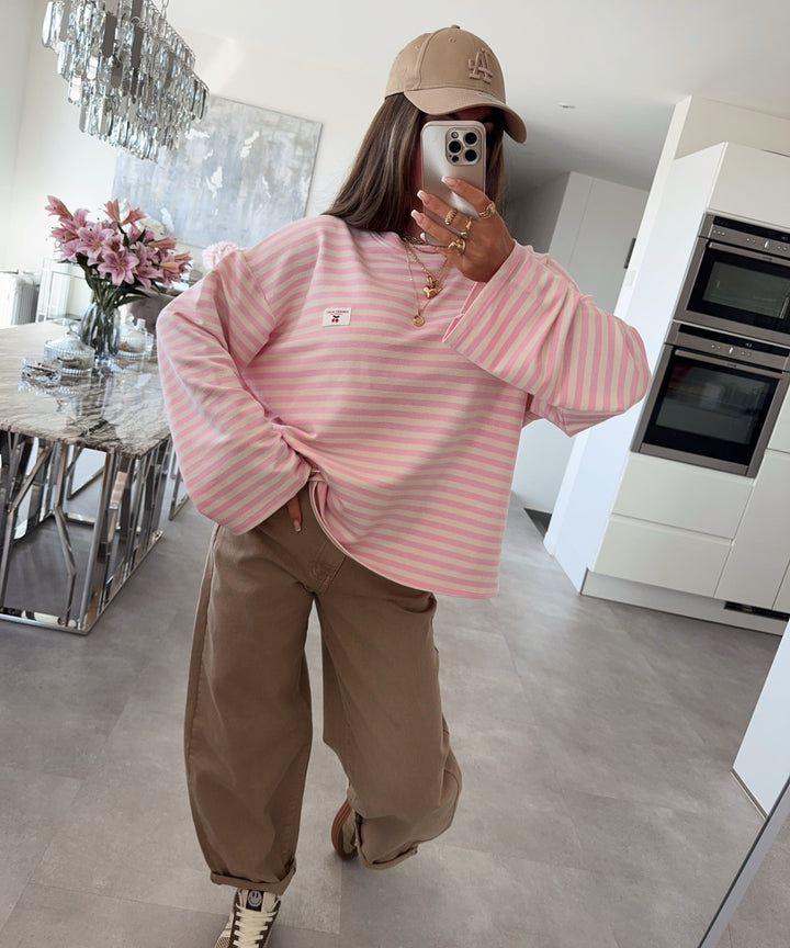 Langarmshirt Mixa Streifen Rosa Ladypolitan ♡