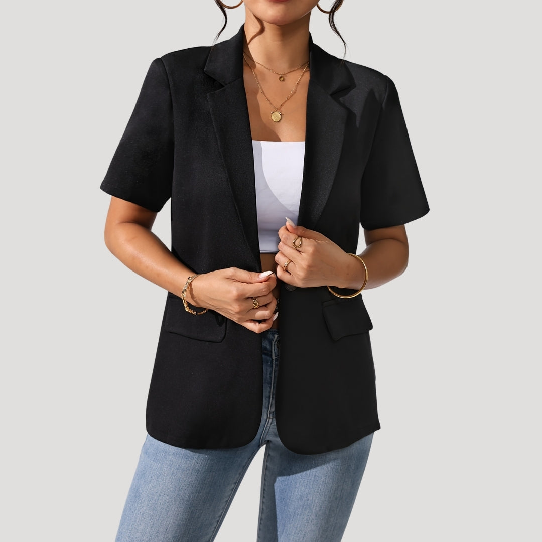 Damen-Blazer in Schwarz mit kurzen Ärmeln