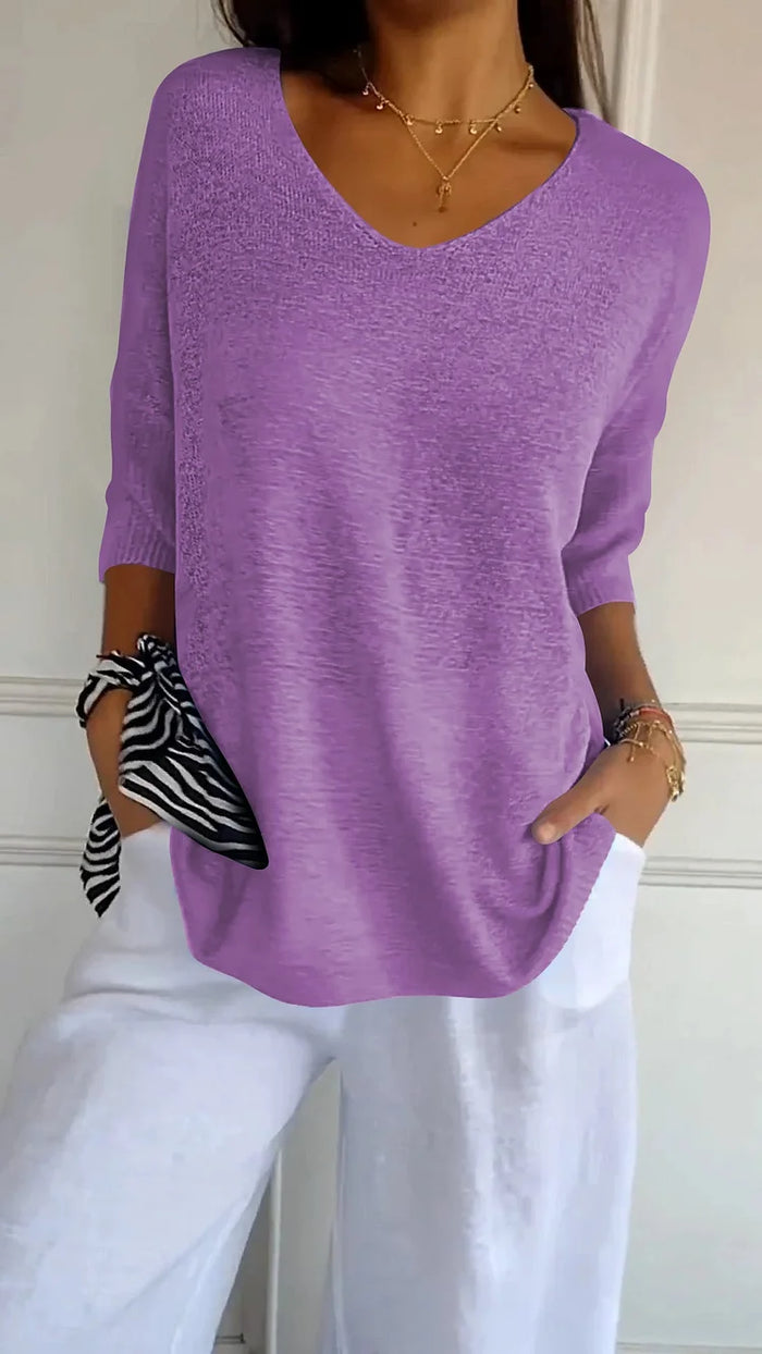 Damen Stricktop mit V-Ausschnitt