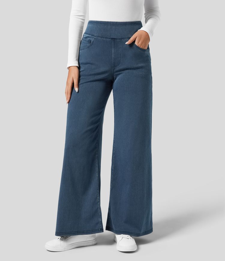 Damen Elastische Hose Hohe Taille