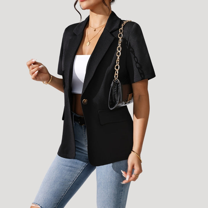 Damen-Blazer in Schwarz mit kurzen Ärmeln