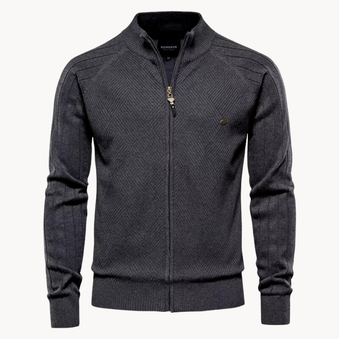 Zip Pullover Jacke | Strukturiertes Design mit Stehkragen