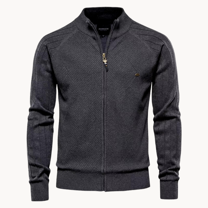 Zip Pullover Jacke | Strukturiertes Design mit Stehkragen