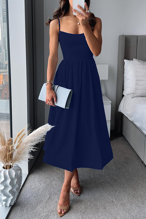 Nora – Damen Spaghettiträger Midikleid
