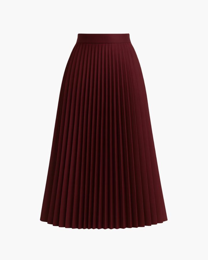 Falten Midi Plisseerock mit hoher Taille