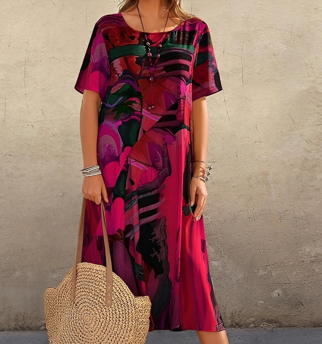 Alexa - Trendiges Damenkleid mit Druck und lockerem Schnitt