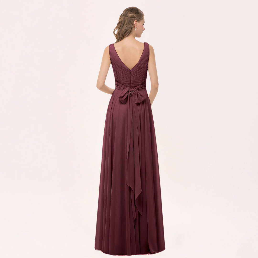 Damen Chiffon Maxikleid mit Schleife