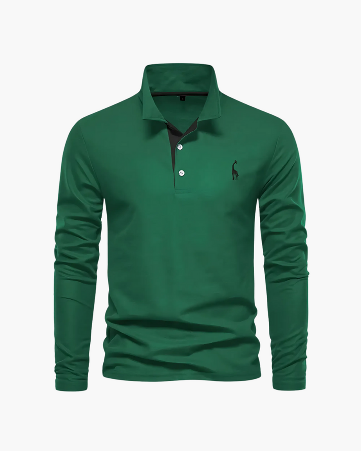 Schlank geschnittenes Langarm Poloshirt mit Kontrastkragen