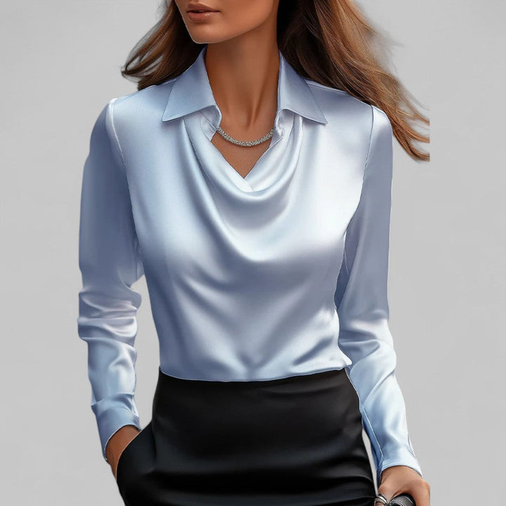 Victoria – Elegante Damenbluse mit fließendem Wasserfallausschnitt