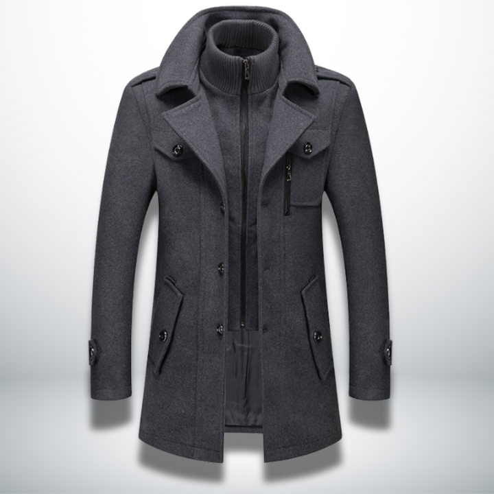 Herren Wintermantel | Winterjacke Hoher Kragen und Knopfleiste