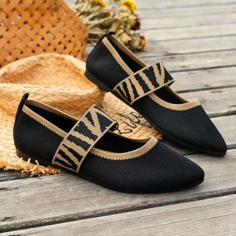 Damen Orthopädische Ballerinas Elastisches Band