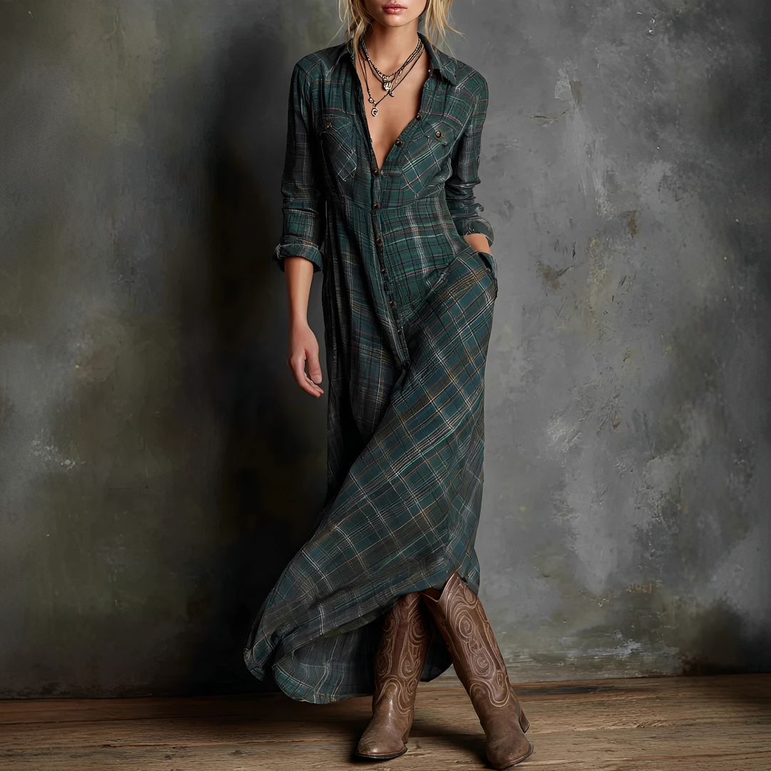 Libby - Lässiges Kleid mit kariertem Revers für Damen