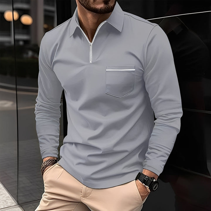 Florent - Langarm-Polo für Herren mit Reißverschluss