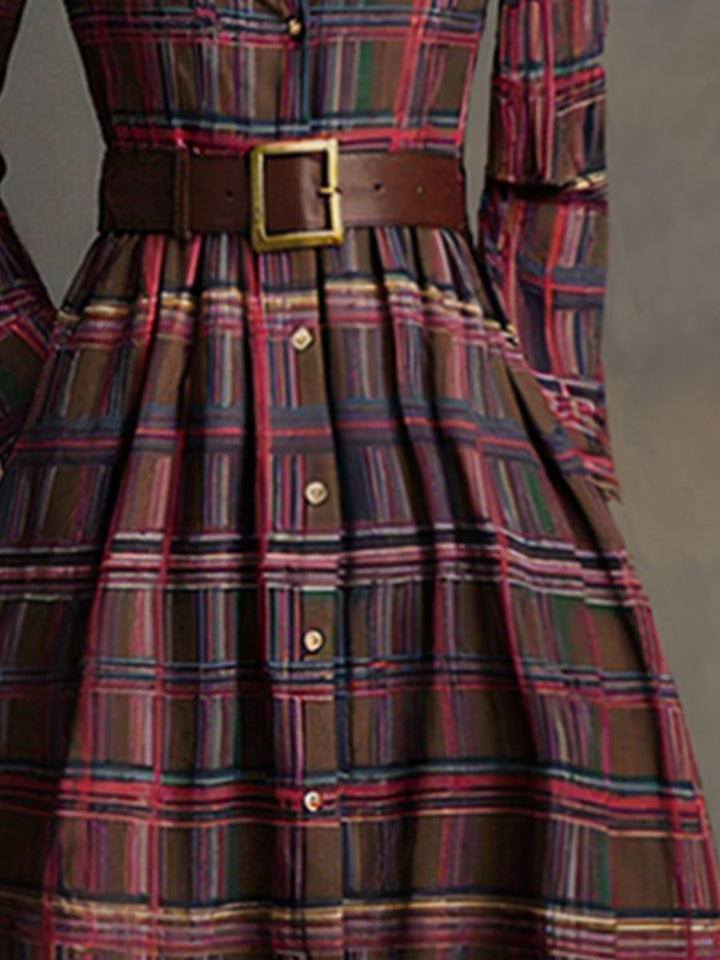 Helena – Kariertes Maxi-Hemdkleid