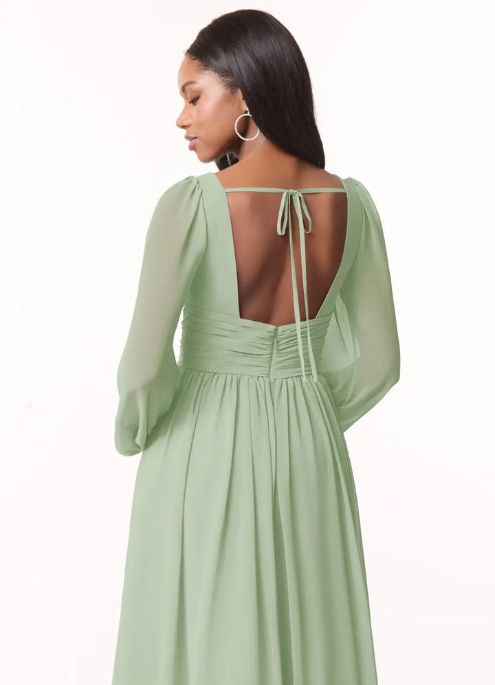 Vestido Dama de Honor Chifón Manga Larga