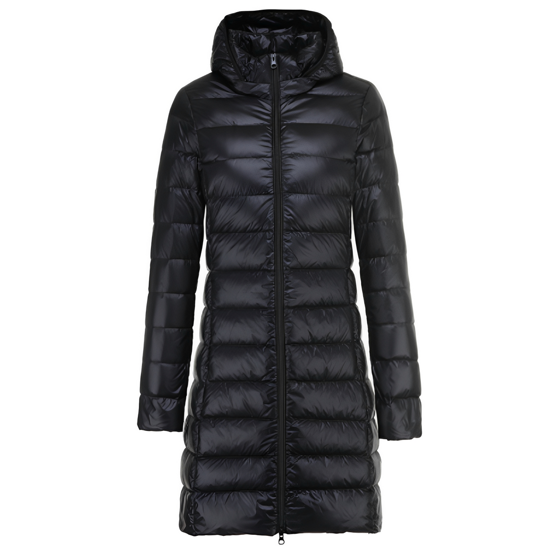 Charlotte -  Stilvolle lange Daunenjacke mit Kapuze für Damen
