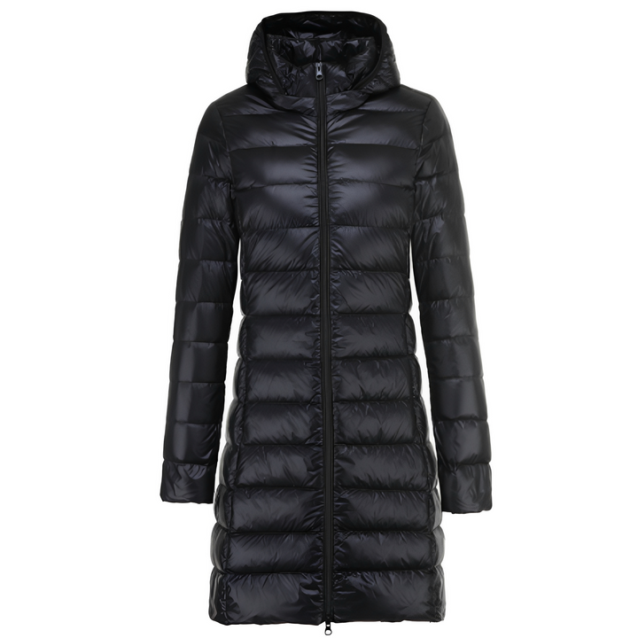Charlotte -  Stilvolle lange Daunenjacke mit Kapuze für Damen