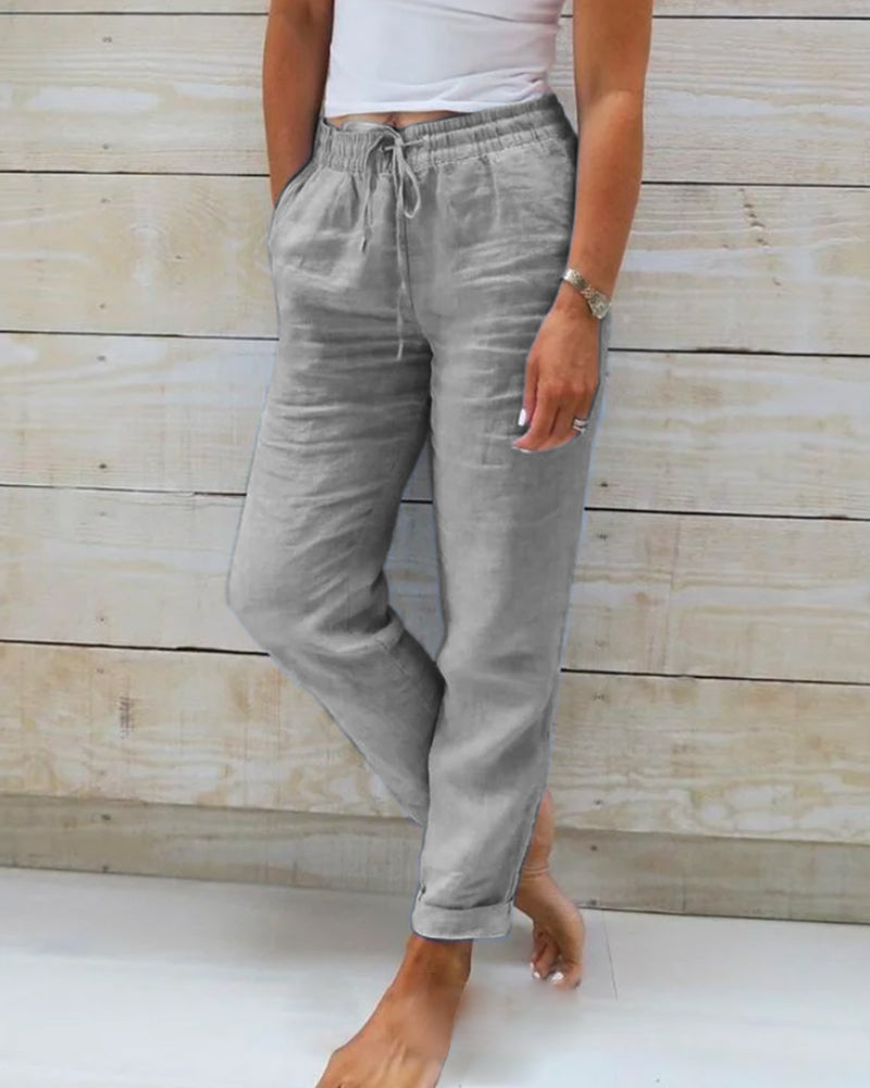 Leinenhose Damen mit und Kordelzug