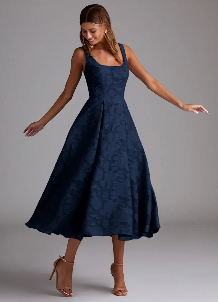 Brautjungfernkleid Midi Devoré Floral