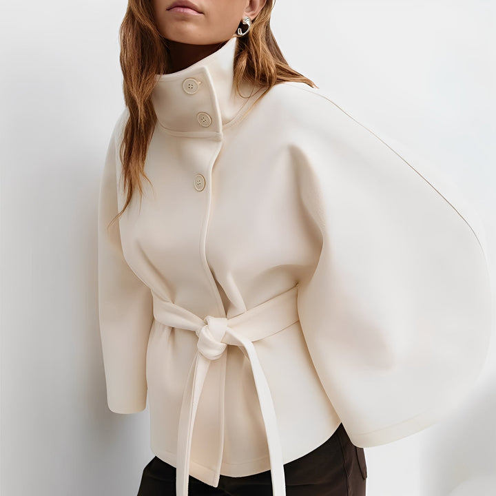 Carine - Damen-Wickeljacke mit hohem Kragen