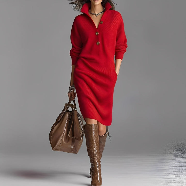 Camryn – Schickes Damen-Kleid mit Knöpfen und Kragen