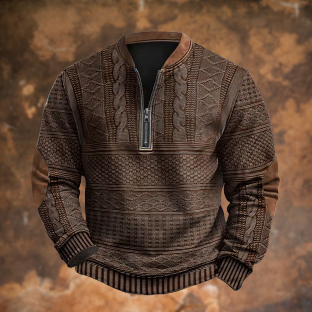 Pullover Mit Reißverschluss | Strukturiertes Musterdesign