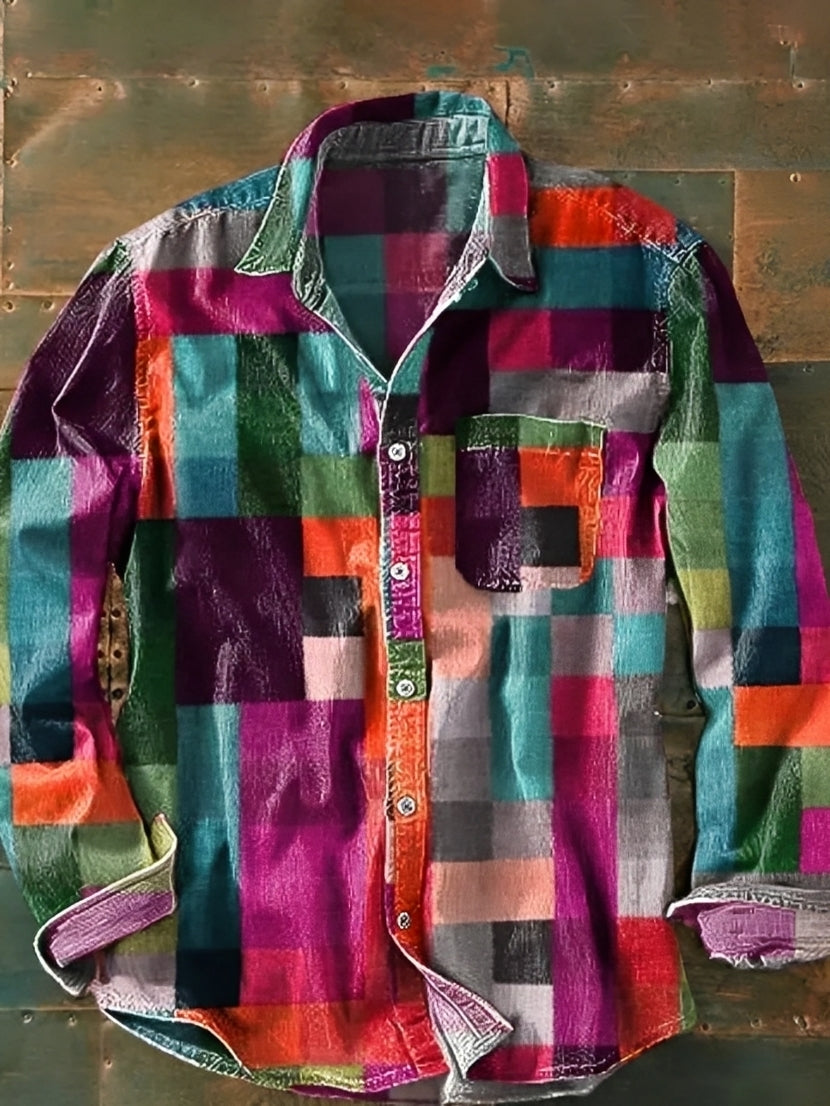 Charles – Herren-Langarmhemd – Farbintensiv und Retro