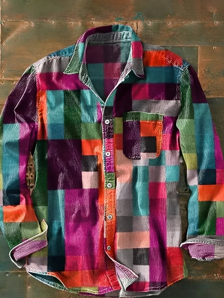 Charles – Herren-Langarmhemd – Farbintensiv und Retro