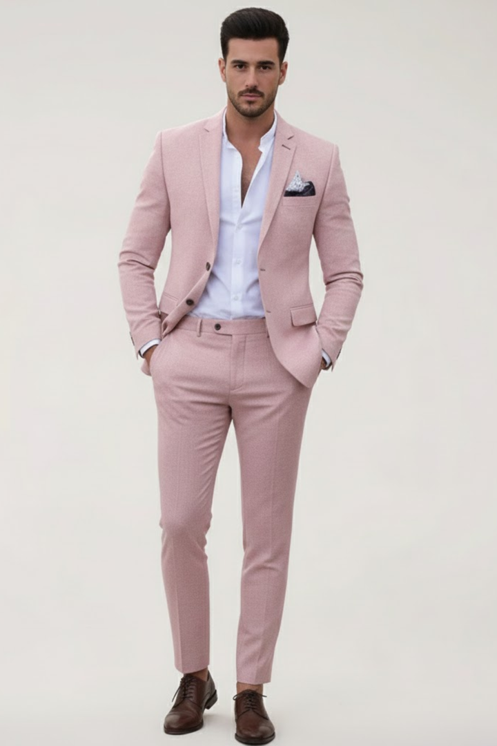Jürgen | Herren Frühlings Formeller Slim-Fit Zweiteiliger Anzug