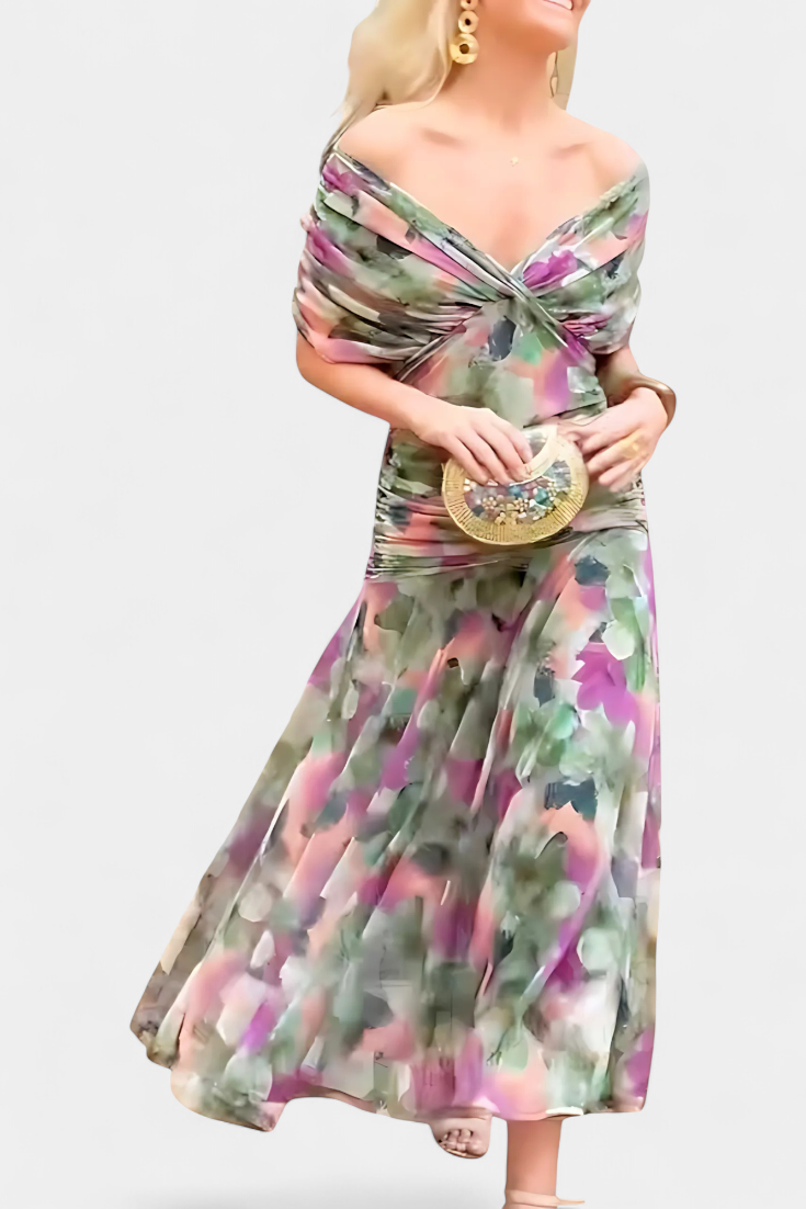 Paula – Elegant Off-Shoulder Draped Dress for Women - Image 25